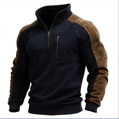 Men's Stand Collar Zip-Up Sweatshirt | Loose Fit | S–3XL