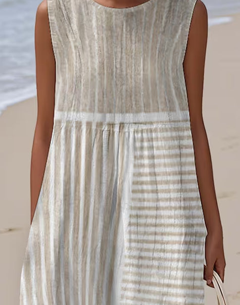 Women's Printed Sleeveless Round Neck Midi Dress | Casual Fit