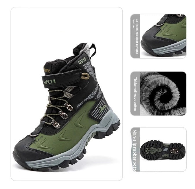 Children's Nubuck Velcro Winter Boots | British Style Kids Boots
