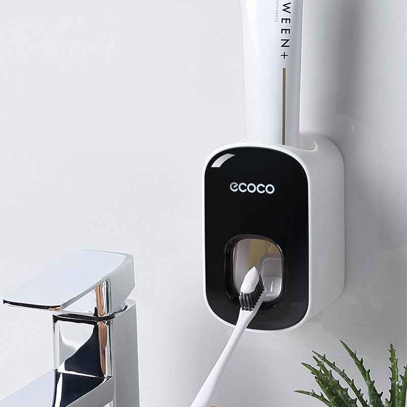 Wall-Mounted Automatic Toothpaste Dispenser & Toothbrush Holder Set