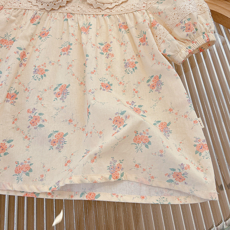Girls Floral Short Sleeve Cotton Top – Summer Tee