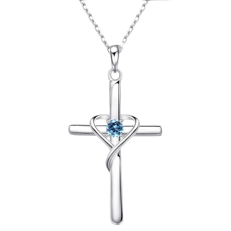 Heart Cross Crystal Pendant Necklace | Electroplated Alloy O-Link Chain for Women