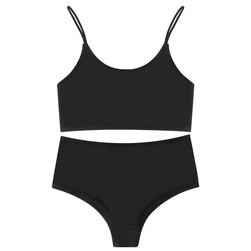 Seamless Vest Bra and Shorts Set | Black & Blue | XS-L