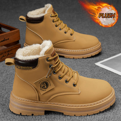 Men's Vintage Casual Boots – Round Toe PU Leather | 4 Colours | EU 39–48