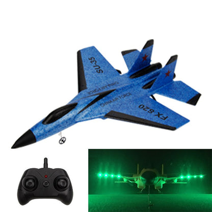 RC Fighter Jet Glider Toy - EVA Fixed-Wing Aircraft with LED Lights