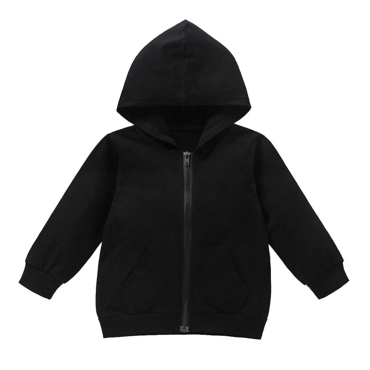 Children's Letter Print Cotton Hoodie in Black | Kids Casual Sweatshirt