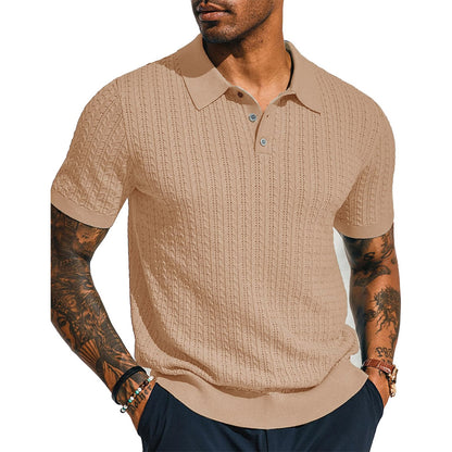 Men's Short Sleeve Knitted Cardigan Shirt - Slim Fit Summer Top 5 Colours