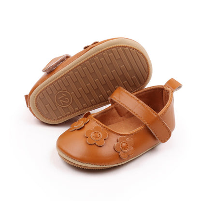 Girls' Flower Soft-Sole Non-Slip Toddler Shoes | Princess PU Leather Baby Shoes