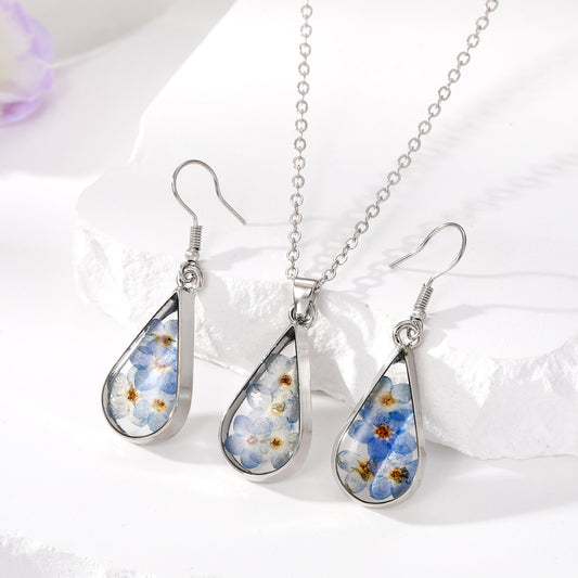 Dried Flower Waterdrop Jewellery | Resin Botanical Necklace & Earrings
