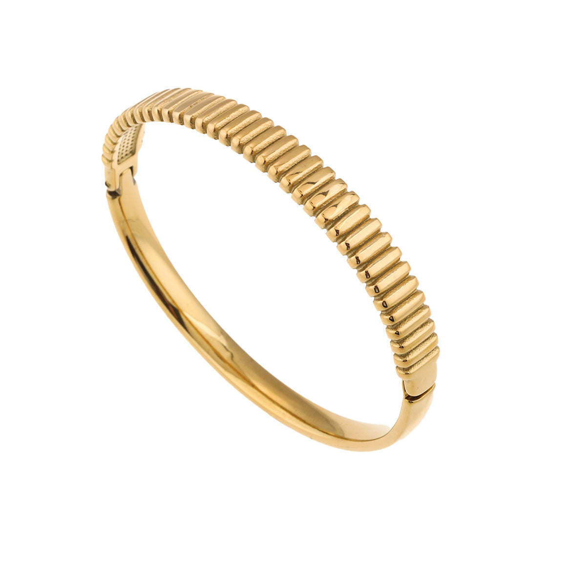 18K Gold Wave Bracelet | French Retro Diamond-Encrusted Titanium Steel Bangle