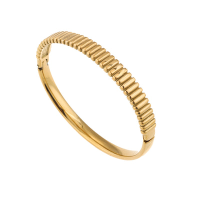 18K Gold Wave Bracelet | French Retro Diamond-Encrusted Titanium Steel Bangle