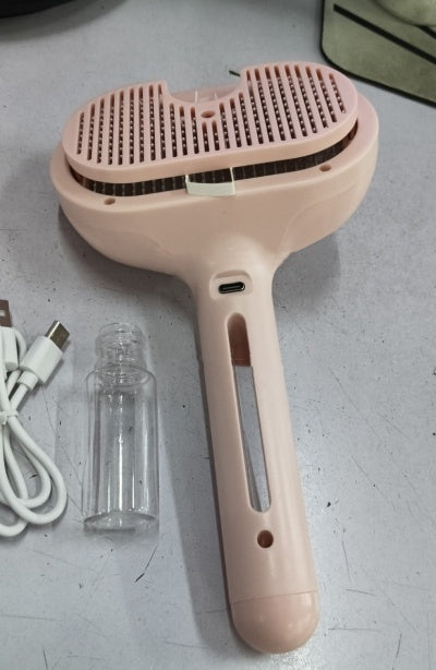 USB Rechargeable Self-Cleaning Pet Slicker Brush | Built-In Misting Spray