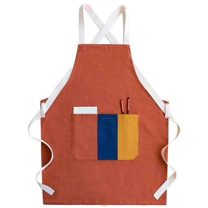 Baking & Art Apron – Unisex Kitchen & Craft Apron in Yellow, Blue & Brick