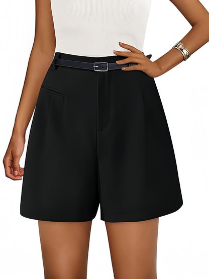 Women's Elastic High Waist Wide Leg Casual Shorts