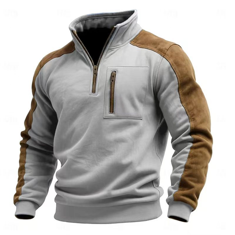 Men's Stand Collar Zip-Up Sweatshirt | Loose Fit | S–3XL