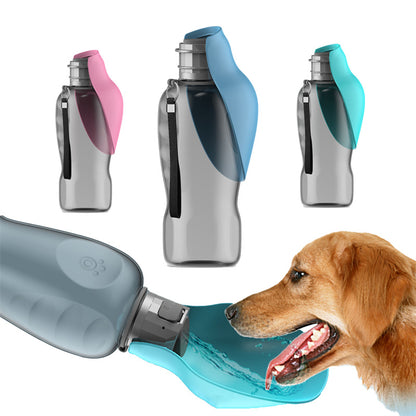 Portable Dog Water Bottle — 800ml Leak-Proof Travel Drinking Bottle with Fold-Out Trough