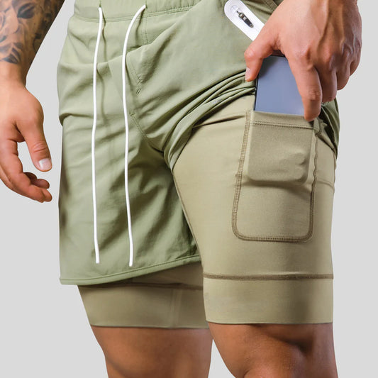 Men's Double Layer Running Shorts | Lined Polyester Active M-3XL