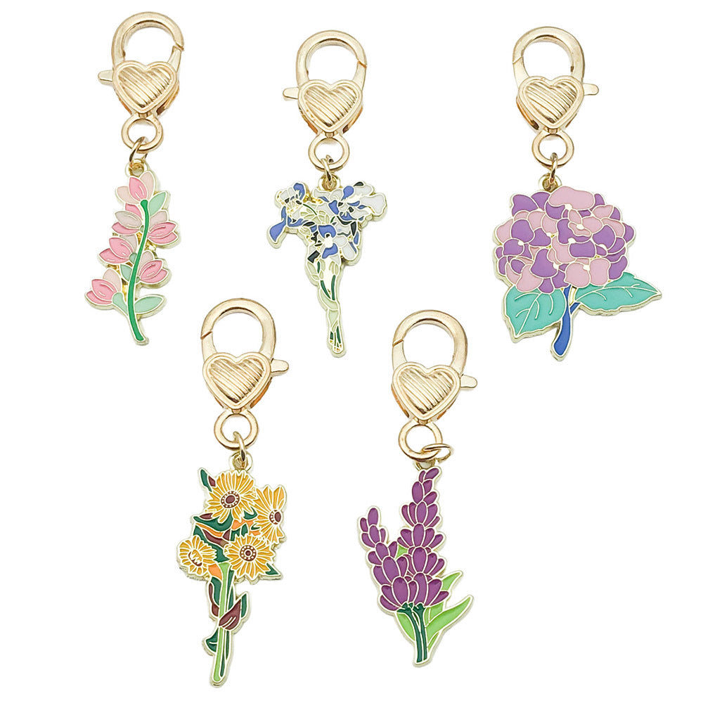 Oil Spot Glaze Flower Bouquet Keyring | Sunflower & Carnation