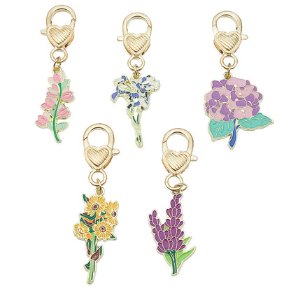 Oil Spot Glaze Flower Bouquet Keyring | Sunflower & Carnation