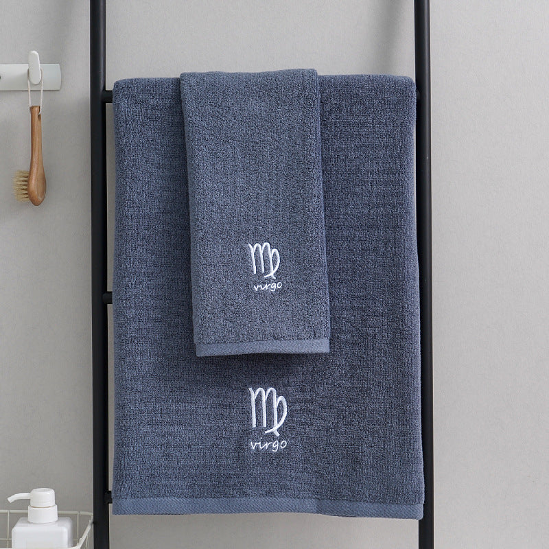 Zodiac Constellation Embroidered Cotton Towel