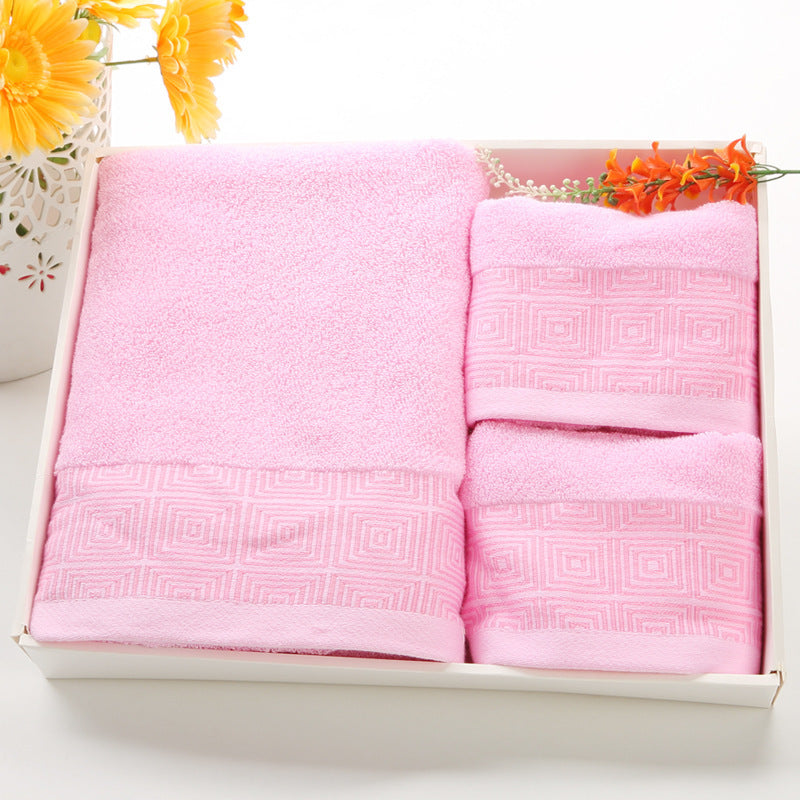 Embroidered Cotton Hotel Towel Set | 3-Piece Jacquard Bath & Hand Towels