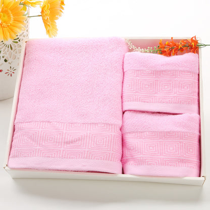 Embroidered Cotton Hotel Towel Set | 3-Piece Jacquard Bath & Hand Towels