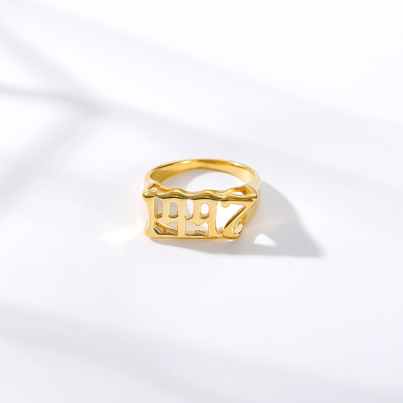 Unisex Birth Year Date Ring – Stainless Steel, Gold, Platinum & Rose Gold