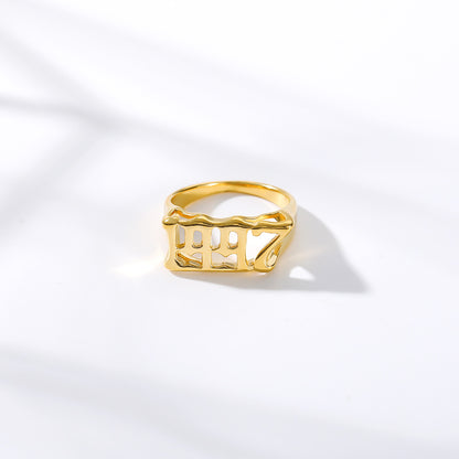 Unisex Birth Year Date Ring – Stainless Steel, Gold, Platinum & Rose Gold