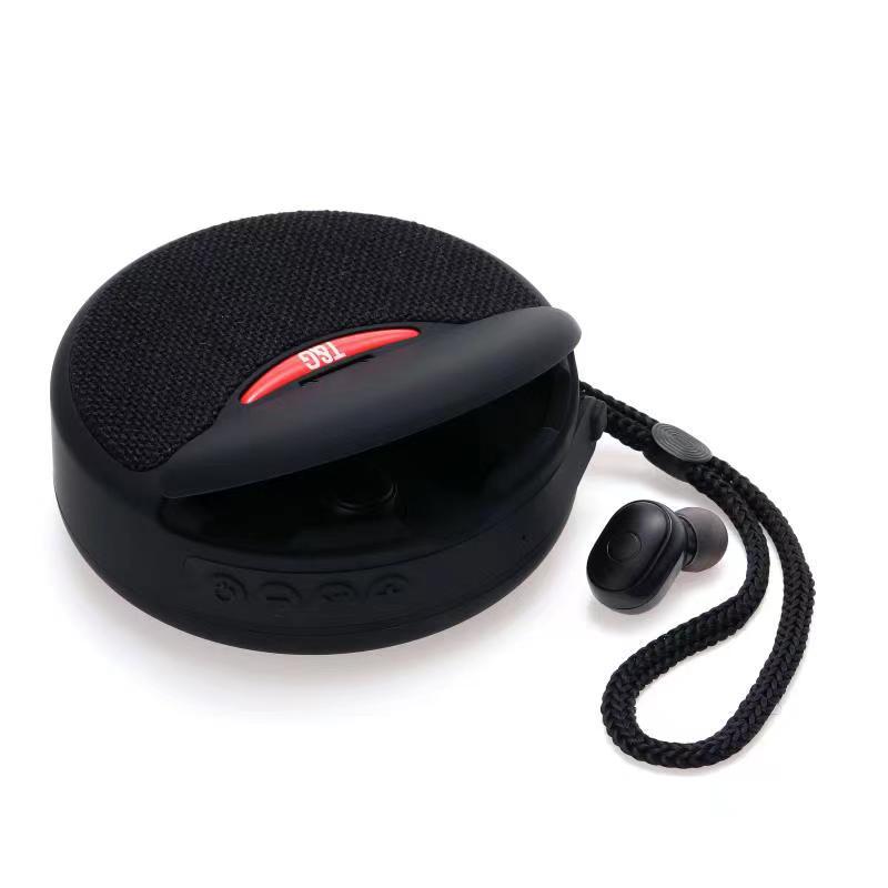Portable Bluetooth Speaker with Earbuds Charging Case | FM Radio & TF Card