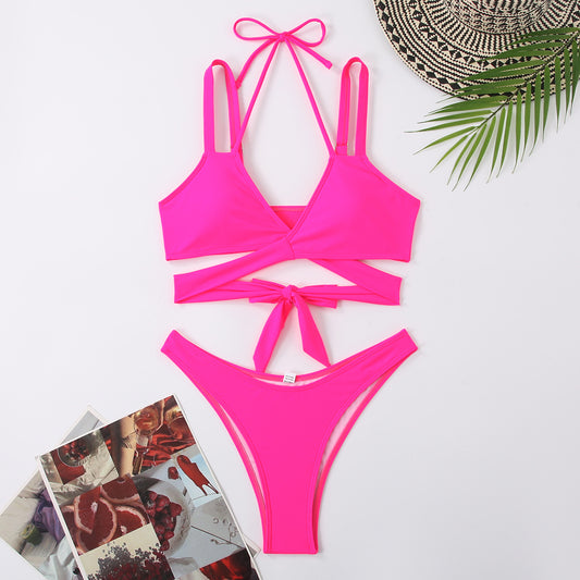 Women's Solid Colour Strappy Swimsuit | Beach & Pool Swimwear