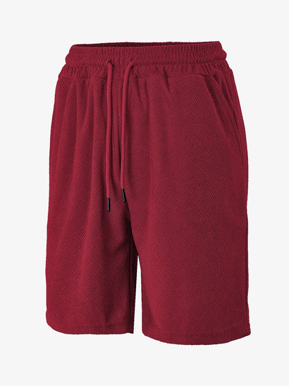 Men's Towel Jacquard Casual Shorts | Polyester Loose Fit S-3XL