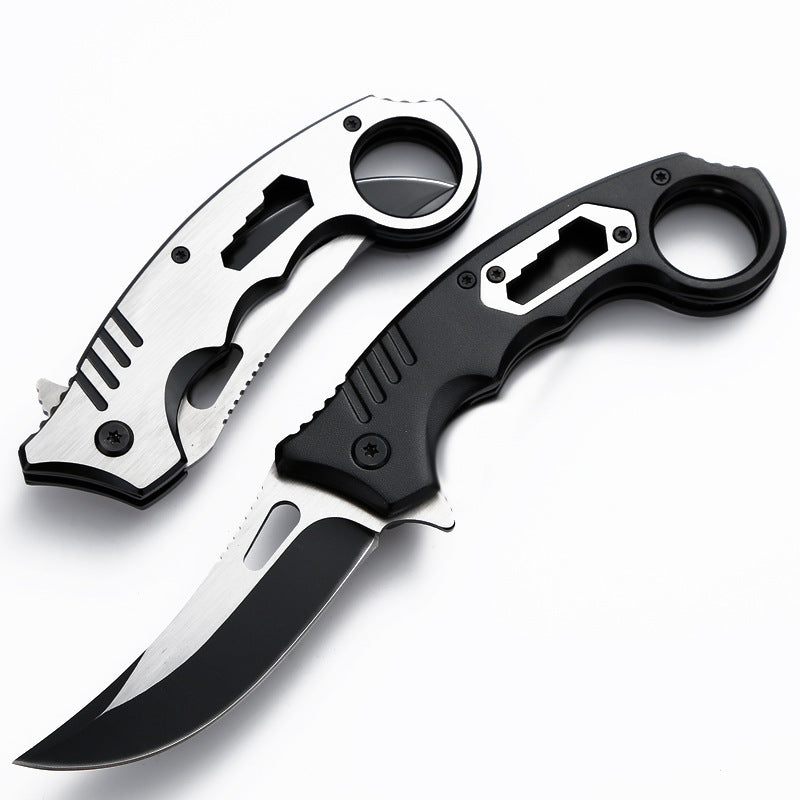 3Cr13 Steel Folding Pocket Knife – 56HRC Camping & Survival Knife Back Clip White & Black