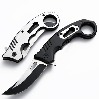 3Cr13 Steel Folding Pocket Knife – 56HRC Camping & Survival Knife Back Clip White & Black
