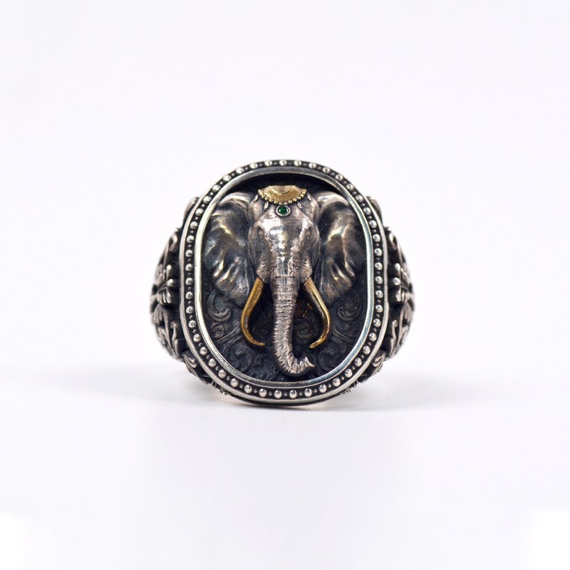 Unisex Copper Ganesh Elephant Ring – Retro Adjustable Spiritual Band
