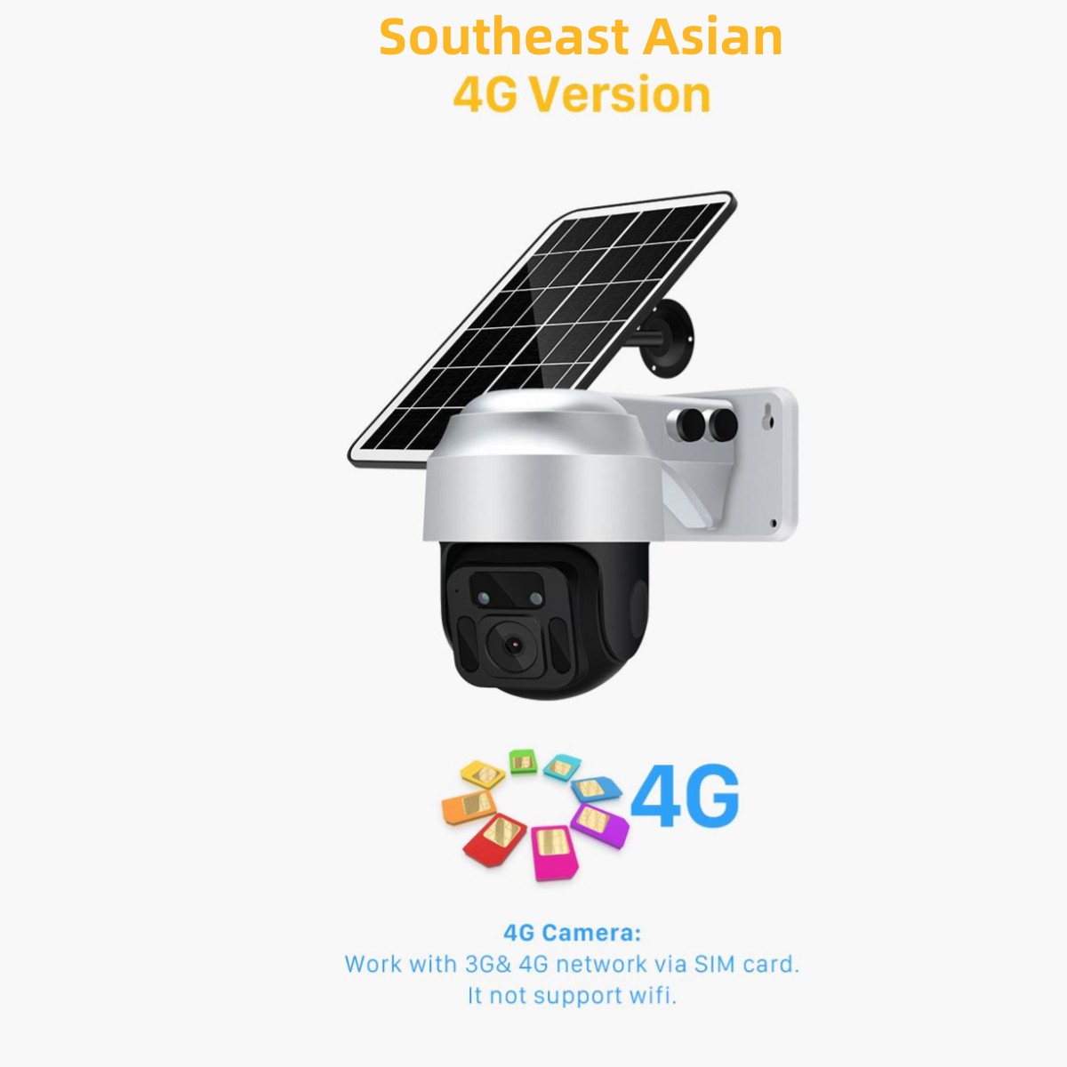 Solar Powered Outdoor WiFi / 4G Dome Security Camera 1080P