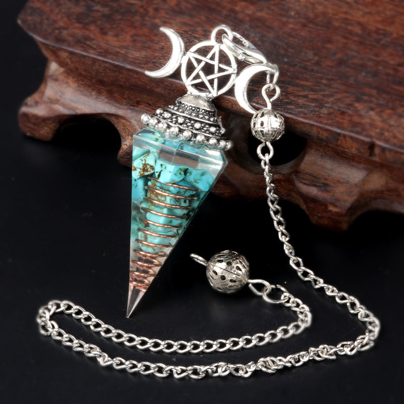 Hexagonal Pyramid Crystal Gemstone Pendant Necklace