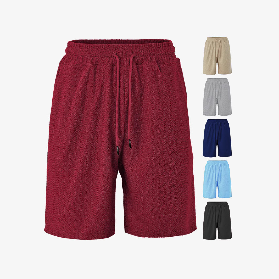 Men's Towel Jacquard Casual Shorts | Polyester Loose Fit S-3XL