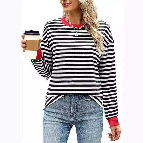 Women's Striped Colour Block Pullover Sweatshirt | S-2XL | 9 Colours