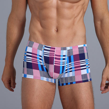 Men's Ice Silk Printed Boxer Shorts – Breathable Low-Rise Trunks
