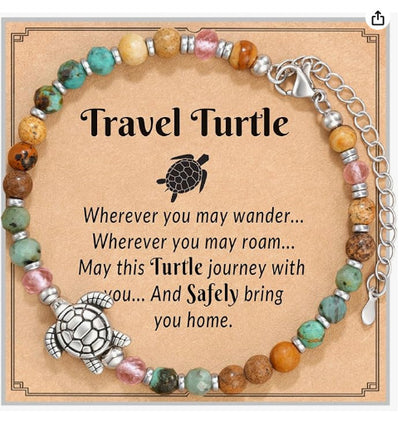 Natural Stone Heart Pendant Bracelet | Hand-Woven Turquoise & Gold Bead Wax Cord