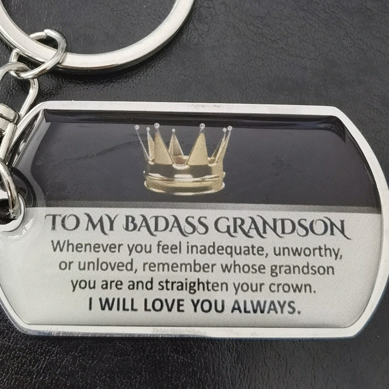 Family Sentiment Metal Keychain | Son, Daughter, Grandson Gift | JP Collections