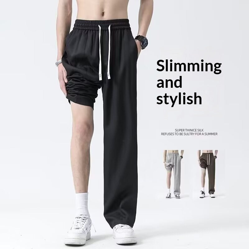 Men's Ice-Silk Lightweight Summer Trousers | Black | M-5XL