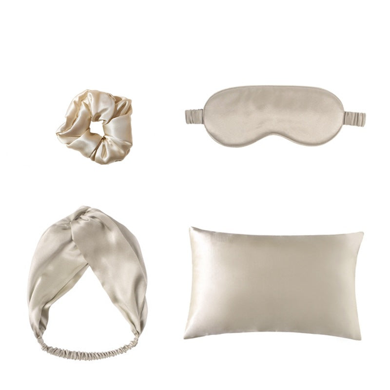 Satin Sleep Set | Eye Mask, Pillowcase & Hair Accessories | 4 Piece