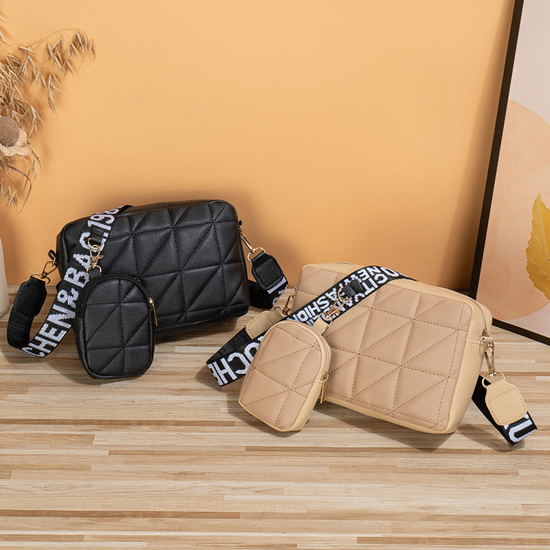 PU Leather Shoulder Bag & Wallet Set | 2-Piece | White, Black, Apricot