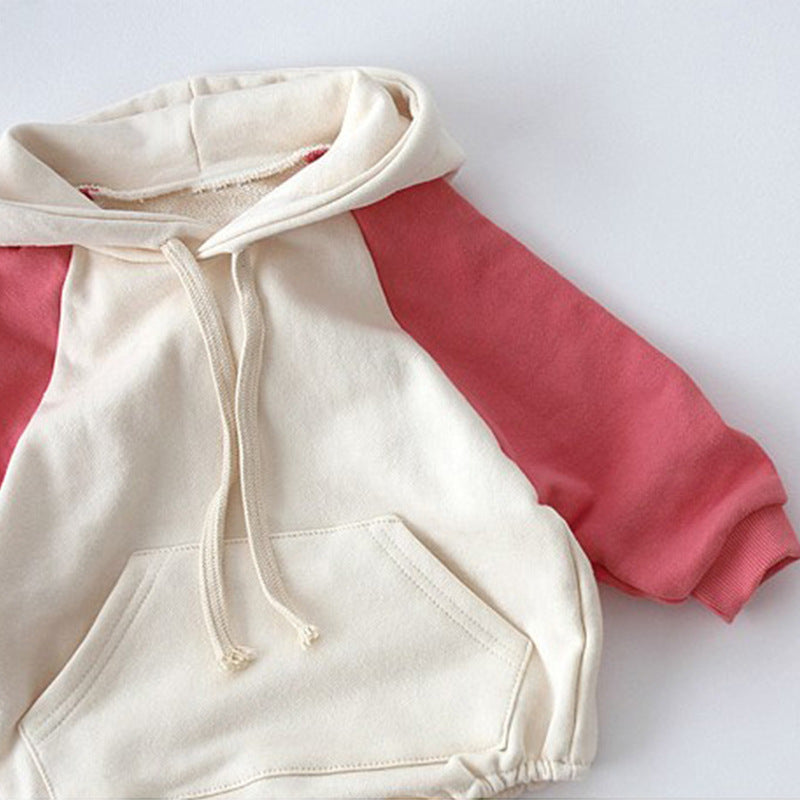 Baby & Toddler Contrast Sleeve Hooded Pullover | Cotton Kids Sweater