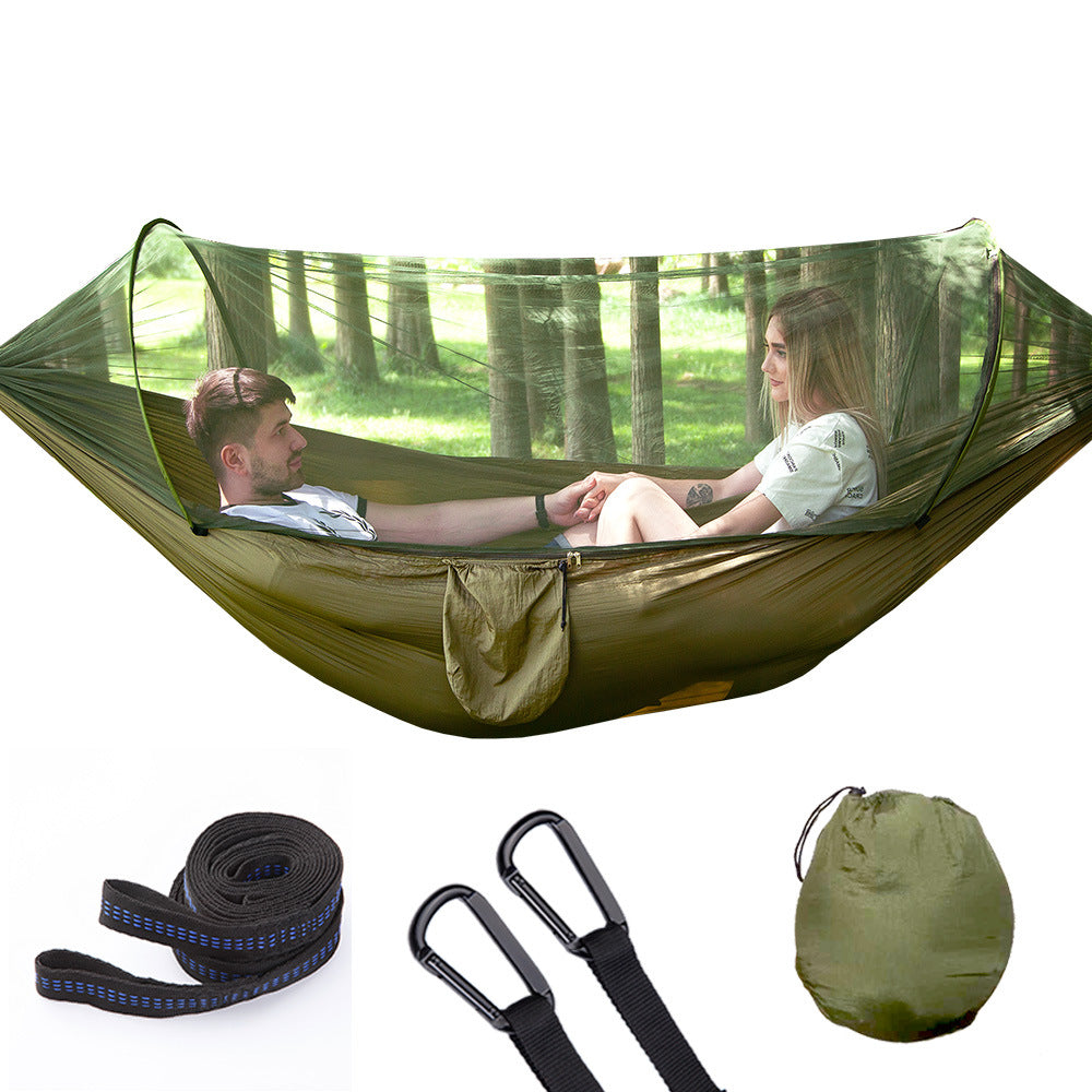 Pop-Up Camping Hammock with Integrated Mosquito Net – 210T Nylon 250x120cm & 290x140cm 9 Colours