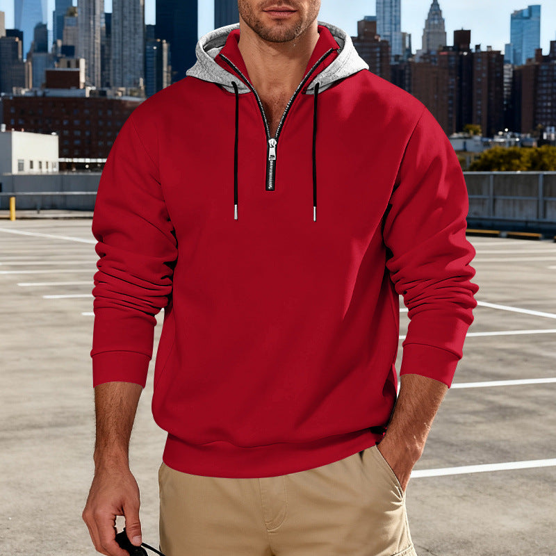 Men's Stand Collar Fleece-Lined Hoodie – Loose Fit Pullover | 8 Colours | Sizes S–3XL