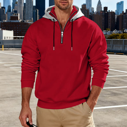 Men's Stand Collar Fleece-Lined Hoodie – Loose Fit Pullover | 8 Colours | Sizes S–3XL
