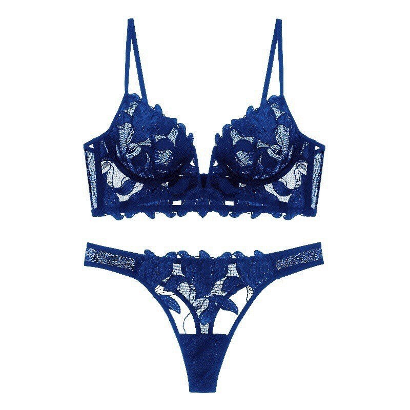 Women's Deep V Lace Lingerie Set | Push-Up Bra & Knicker Set