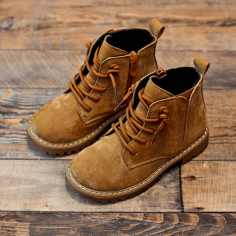 Children's Fleece-Lined Martin Boots – Sheepskin Upper, Totem Design | Unisex | EU 21–37